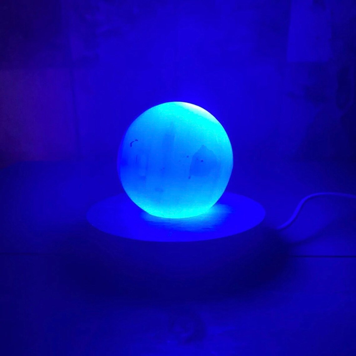 Selenite Sphere & One (1) LED Color Changing Light Base (Variant Sizes)