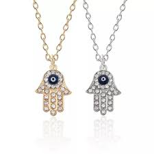 Ojo EVIL EYE Hamsa Hand Goldtone Necklace