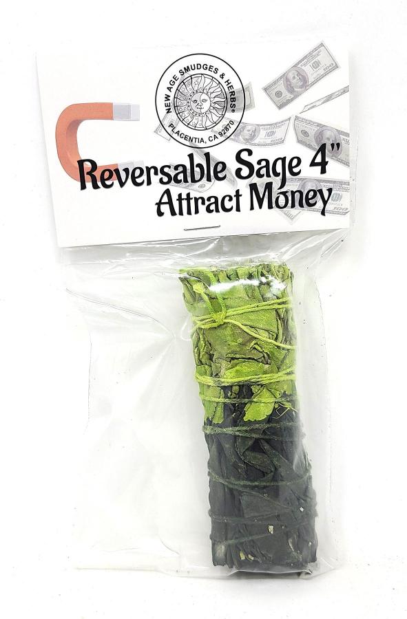 Reversable MONEY Sage Smudge Stick 4"