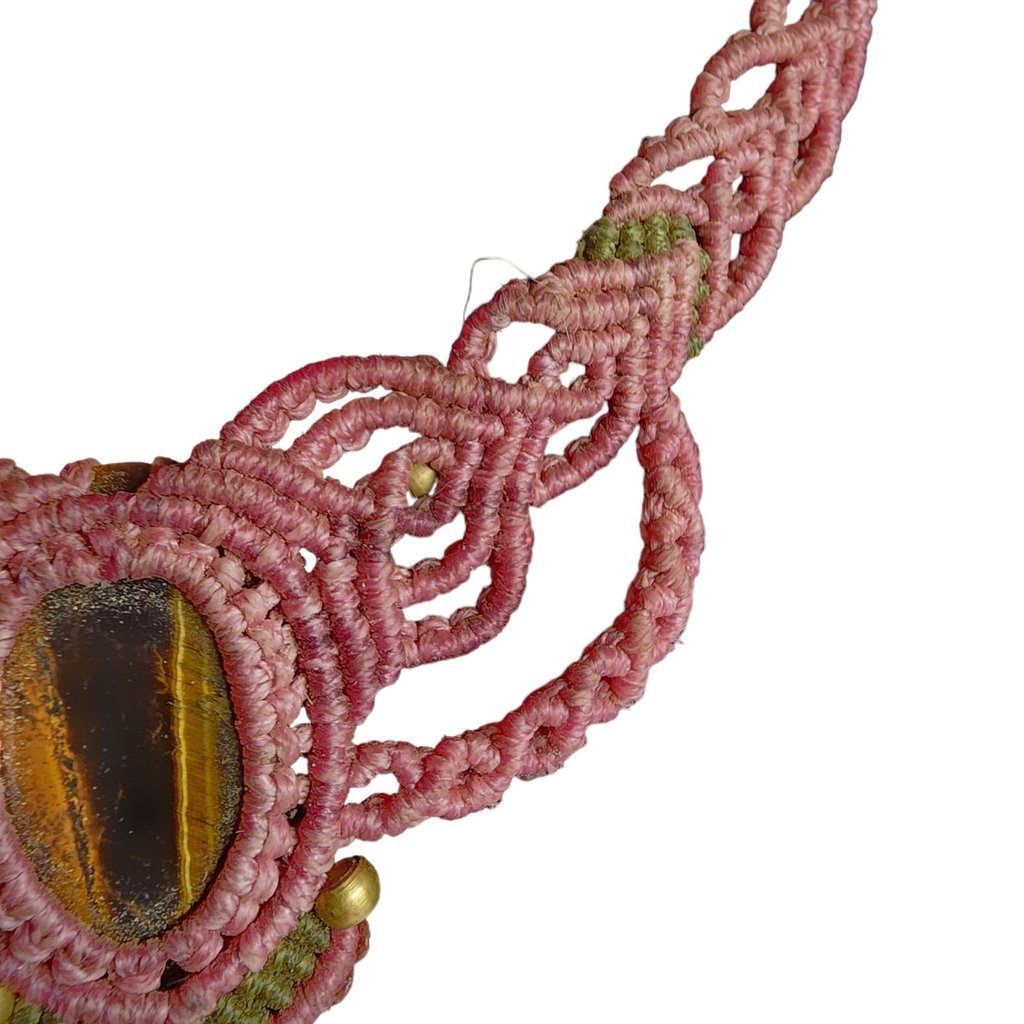 Macrame Woven Tiger's Eye Crystal Necklace