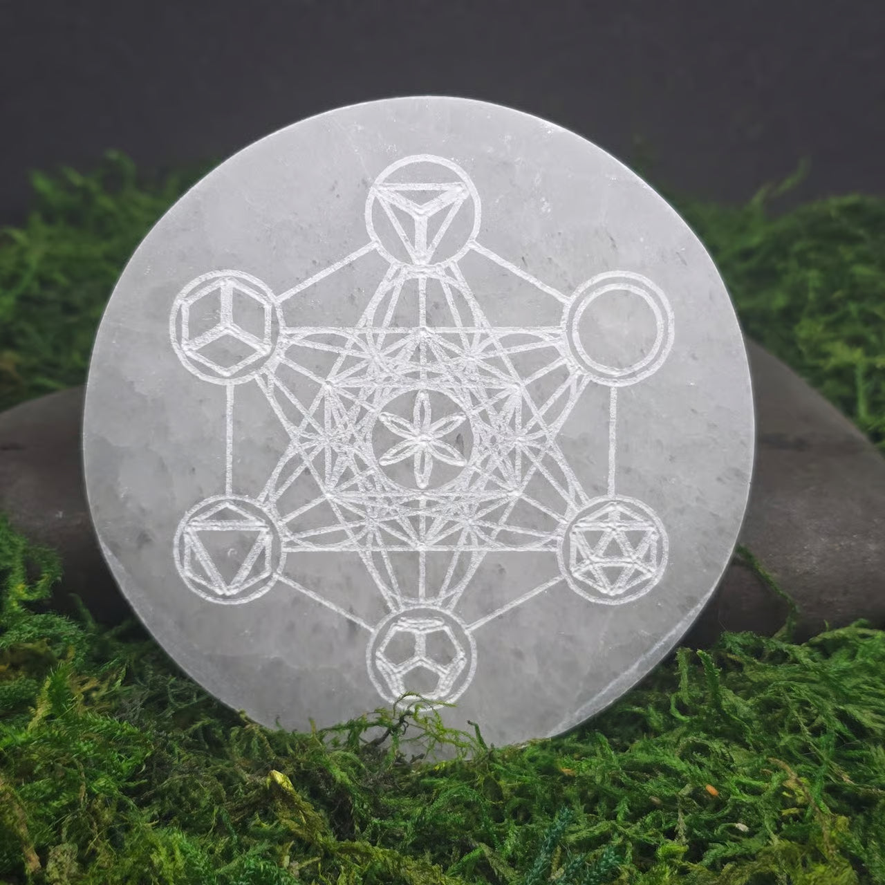 Selenite Metatron Satin Spar Decorative Plate (3.5")