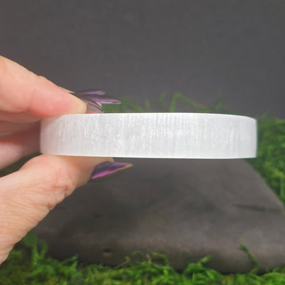 Selenite Metatron Satin Spar Decorative Plate (3.5")