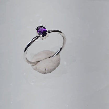 Amethyst Crystal Sterling Silver Ring sz9