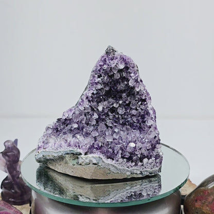 15oz Amethyst Druzy Cave Cluster VIII | Natural Crystal Raw Flat Bottom Stone