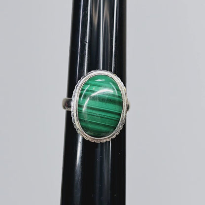 Malachite Crystal Designer Sterling Silver Ring sz9