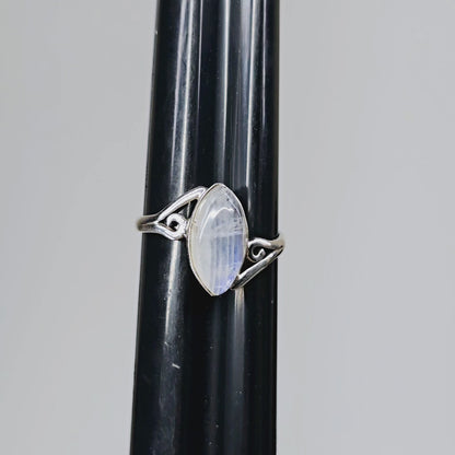 Moonstone Crystal Sterling Silver Ring sz6