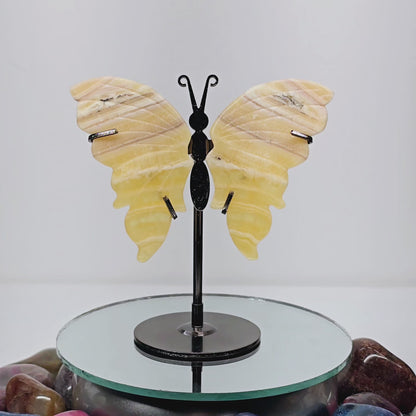 Enchanting Banded Yellow Calcite Butterfly Crystal Wings