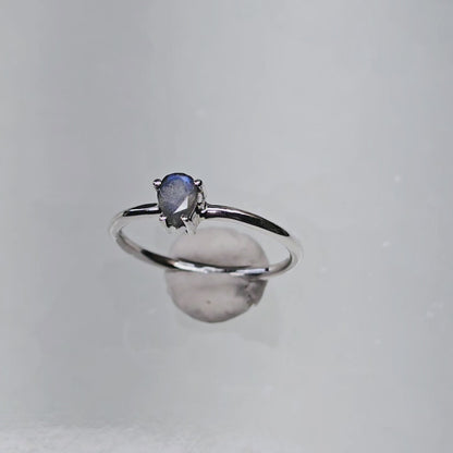 Labradorite Crystal Sterling Silver Ring sz8