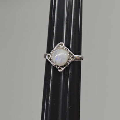 Moonstone Crystal Sterling Silver Ring sz6