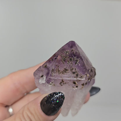 Rare Amethyst Raw Specimen with Rutile Hairs Tooth Root| Natural Crystal Stone