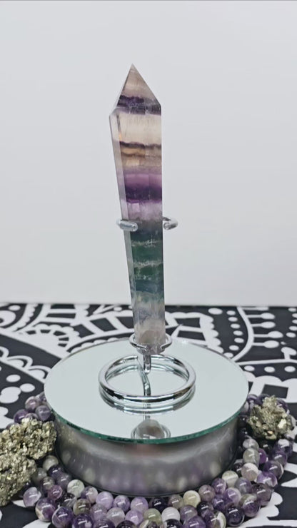 Rainbow Fluorite Scepter Wand with Stand