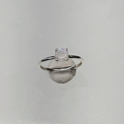 Moonstone Crystal Sterling Silver Ring sz5