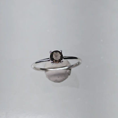 Smoky Quartz Crystal Sterling Silver Ring sz8