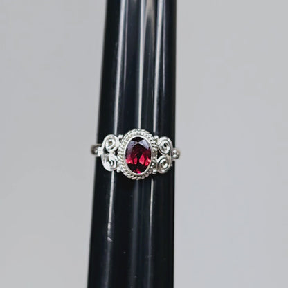 Garnet Crystal Sterling Silver Ring sz6