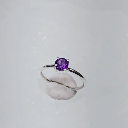 Amethyst Crystal Sterling Silver Ring sz6