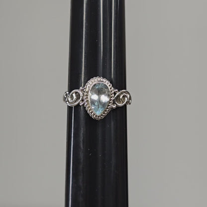 Aquamarine Crystal Sterling Silver Ring sz5