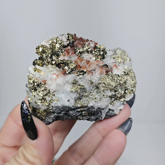 Beautiful Quartz, Pyrite & Pyrite Raw Specimen | Natural Crystal Stone