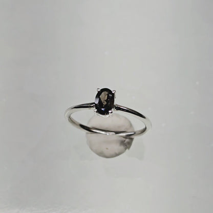 Smoky Quartz Crystal Sterling Silver Ring sz7