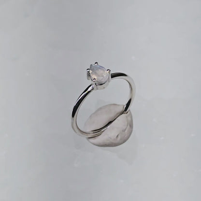 Moonstone Crystal Sterling Silver Ring sz6