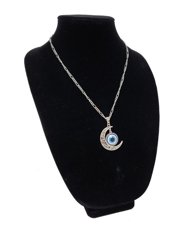 Evil Eye 'Ojo' Crescent Moon Pendant Necklace