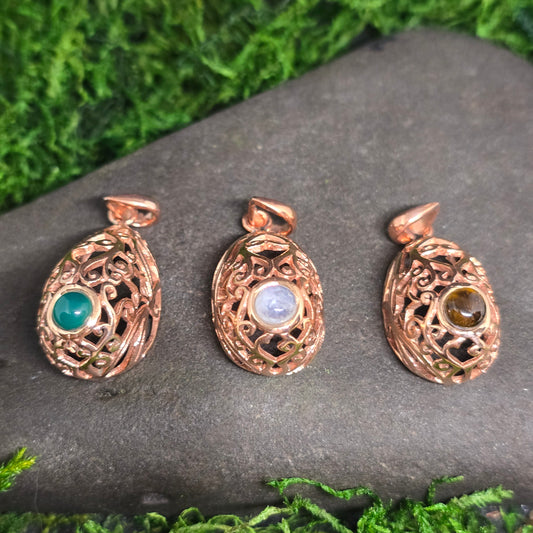 Crystal Copper Woman Cup Shape Pendant Necklace