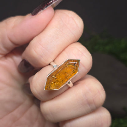 Amber Sterling Silver s925 Ring sz7