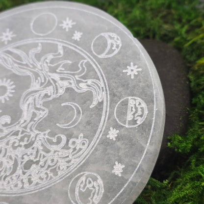 Selenite Tree of Life Decorative Plate (5.5")