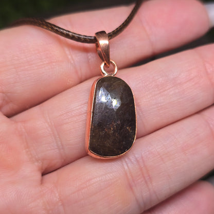Gold Sapphire Copper Pendant Necklace