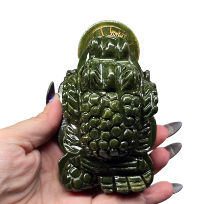 1.4lb Jade Money Toad Frog | Natural Crystal Carved & Polished Stone II