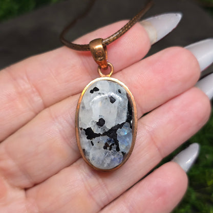 Moonstone Crystal Oval Copper Necklace
