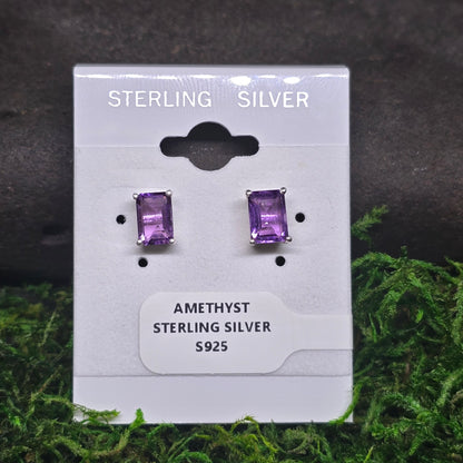 Amethyst Cut Sterling Silver Stud Earrings
