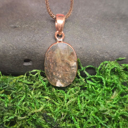 Gold Sapphire Oval Copper Pendant Necklace