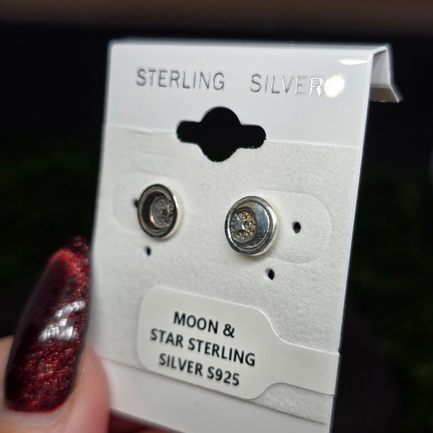 Moon & Star Sterling Silver Stud Earrings