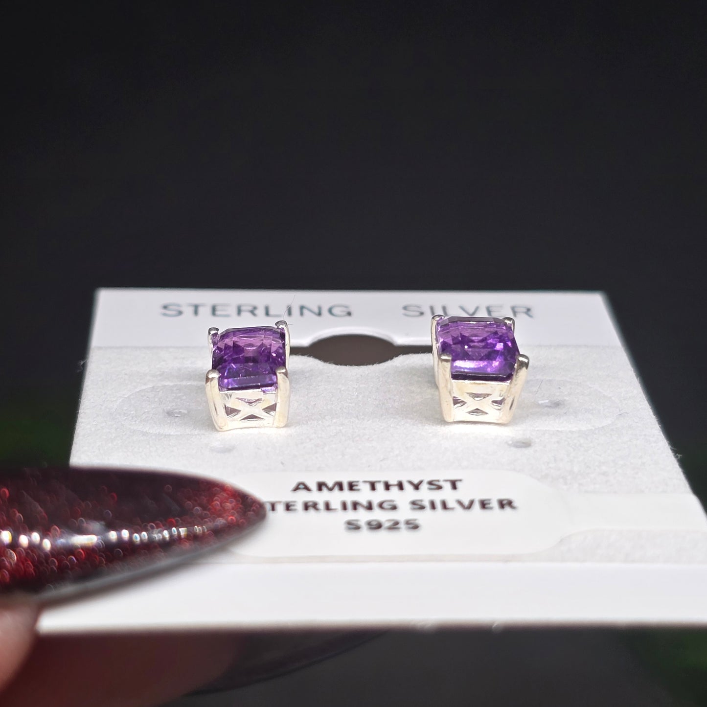 Amethyst Cut Sterling Silver Stud Earrings