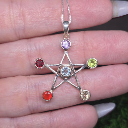 Pentagram Crystal Point S925 Necklace