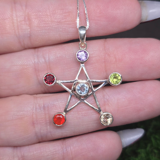 Pentagram Crystal Point S925 Necklace