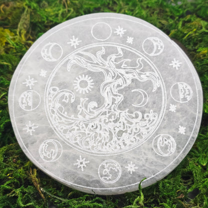 Selenite Tree of Life Decorative Plate (5.5")