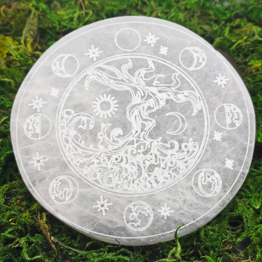 Selenite Tree of Life Decorative Plate (5.5")