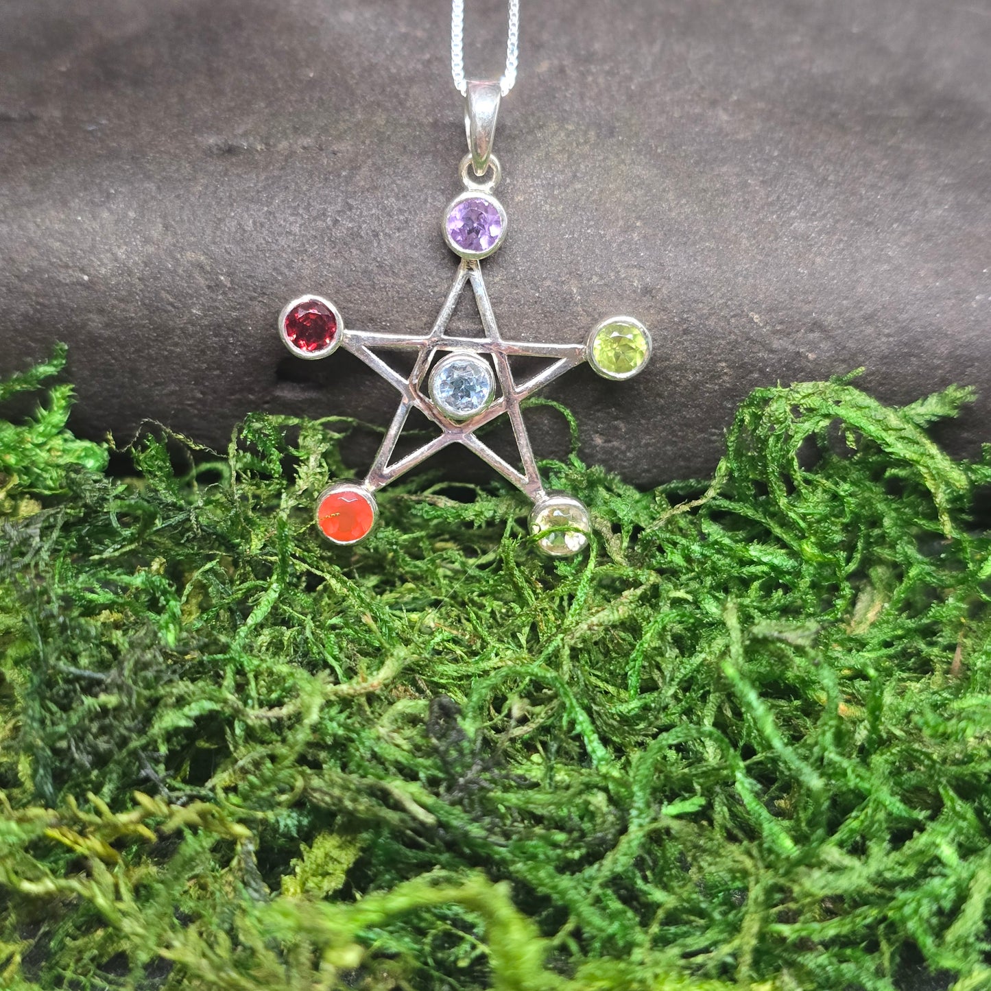 Pentagram Crystal Point S925 Necklace
