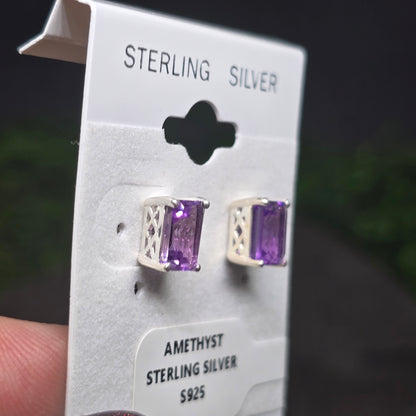 Amethyst Cut Sterling Silver Stud Earrings