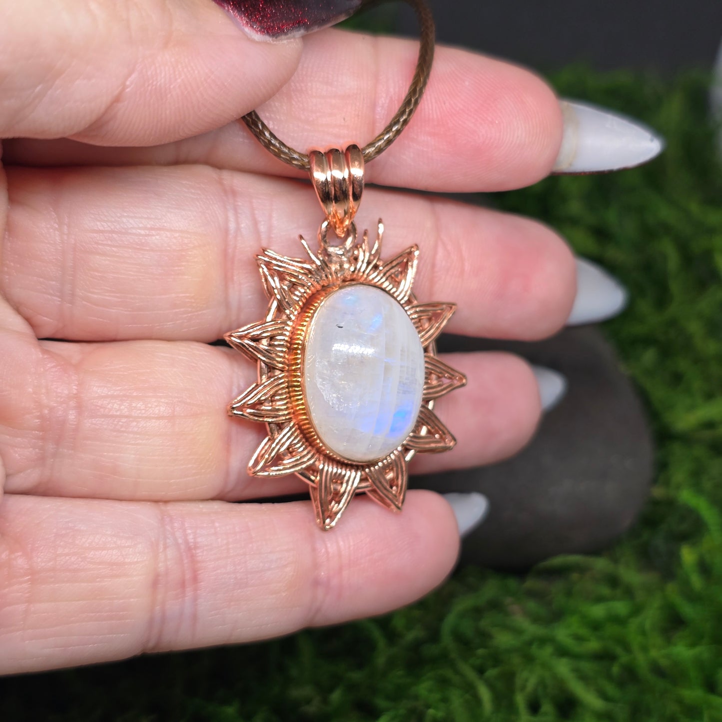 Moonstone Copper Sun Necklace