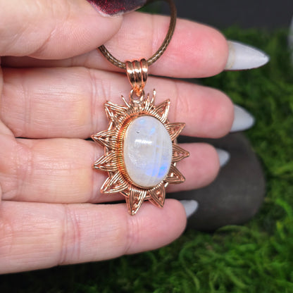Moonstone Copper Sun Necklace
