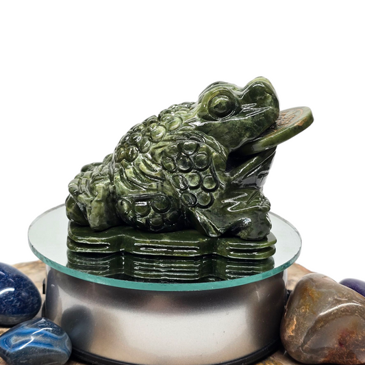 1.4lb Jade Money Toad Frog | Natural Crystal Carved & Polished Stone I