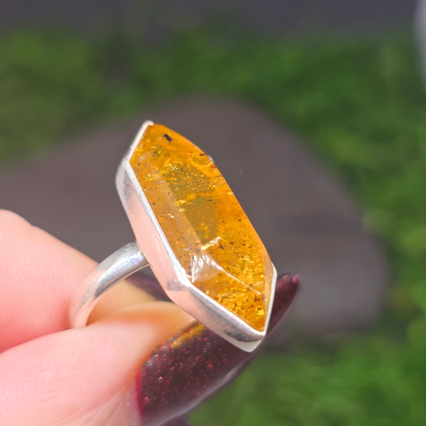 Amber Sterling Silver s925 Ring sz7