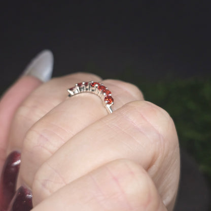 Garnet 7cut Band s925 Ring sz5