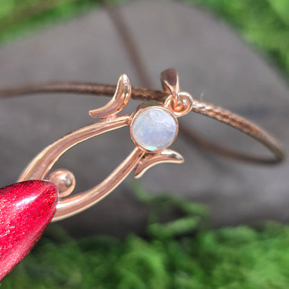 Crystal Triple Moon Copper Spiral Goddess Necklace