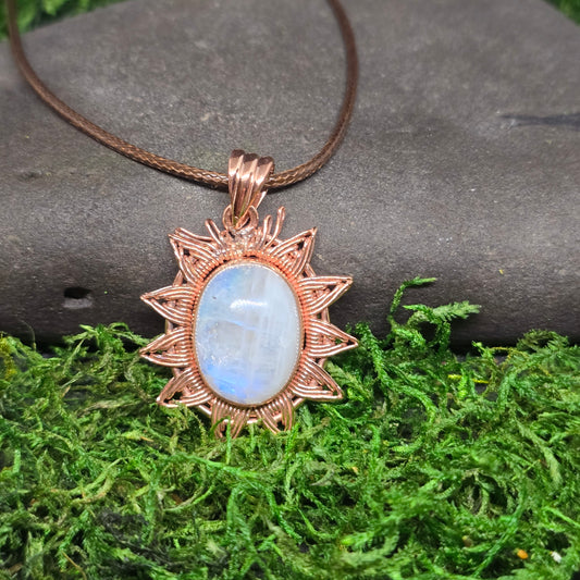 Moonstone Copper Sun Necklace