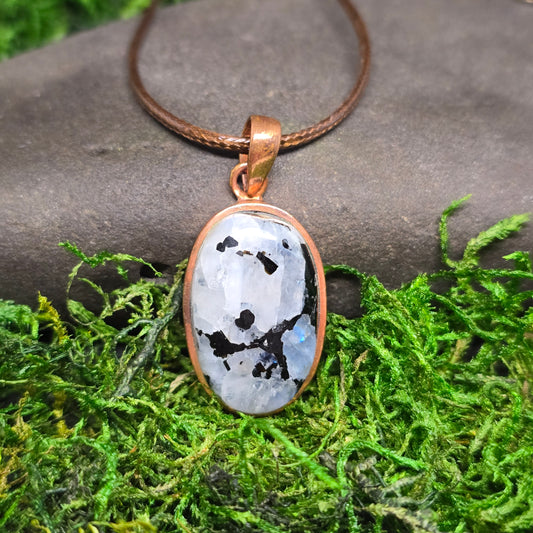 Moonstone Crystal Oval Copper Necklace