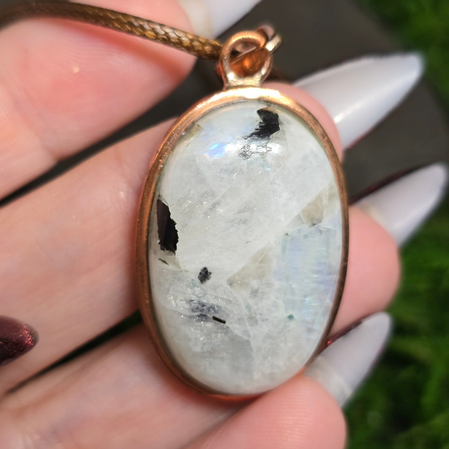 Moonstone Crystal Oval Copper Necklace II