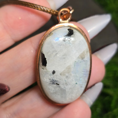 Moonstone Crystal Oval Copper Necklace II